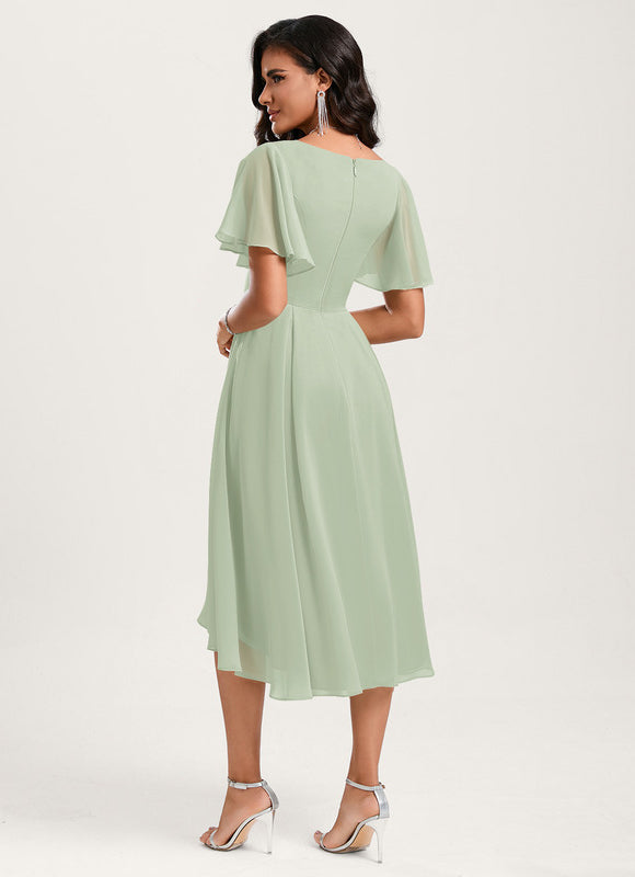 Robe Asymétrique Fluide Vert Pâle - gallery 3