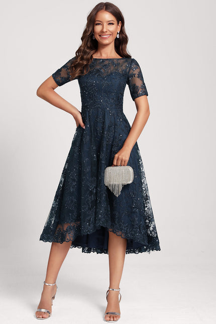 Robe Asymétrique Dentelle Étoilée - gallery 4