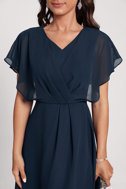 Robe Courte Asymétrique Coupe Trapèze À Volants - gallery 4