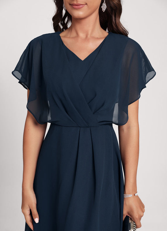 Robe Courte Asymétrique Coupe Trapèze À Volants - gallery 4