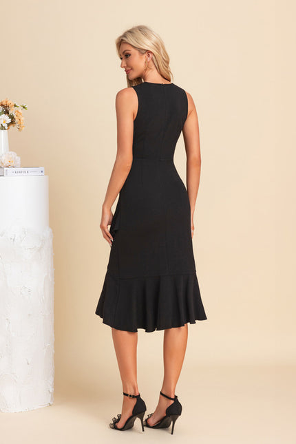 Robe Asymétrique Noire Fluide - gallery 2