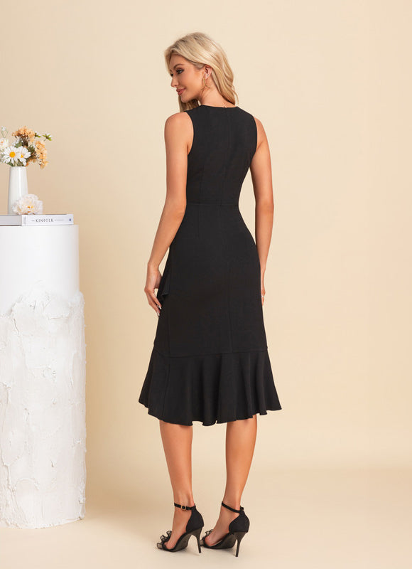 Robe Asymétrique Noire Fluide - gallery 2