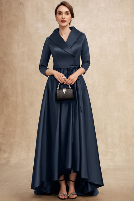Robe Asymétrique Satin Col Châle - gallery 3
