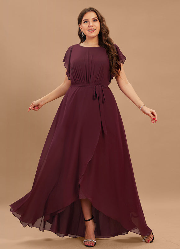 Robe Asymétrique Fluide À Volants - gallery 4