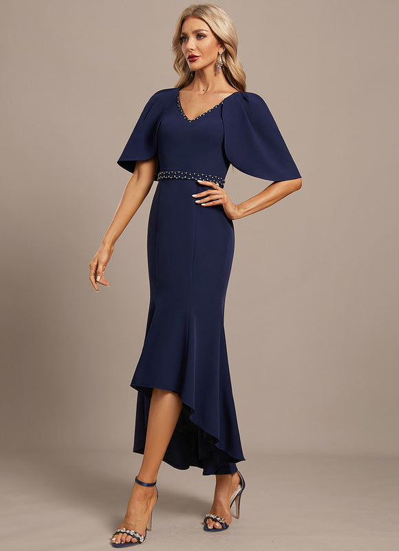 Robe Asymétrique Sirène Bleu Nuit - gallery 4
