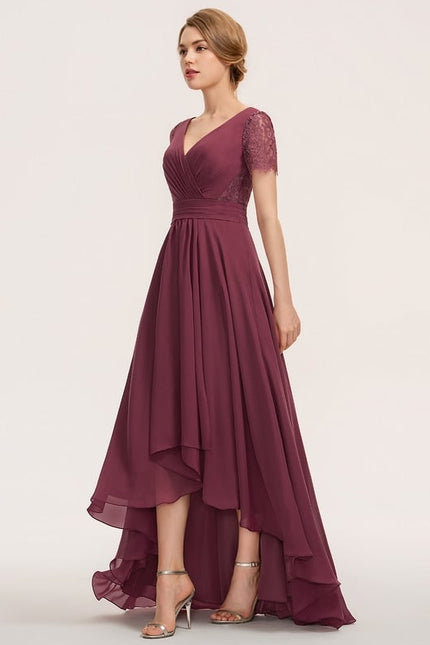 Robe Asymétrique Fluide Dentelle Marine - gallery 4