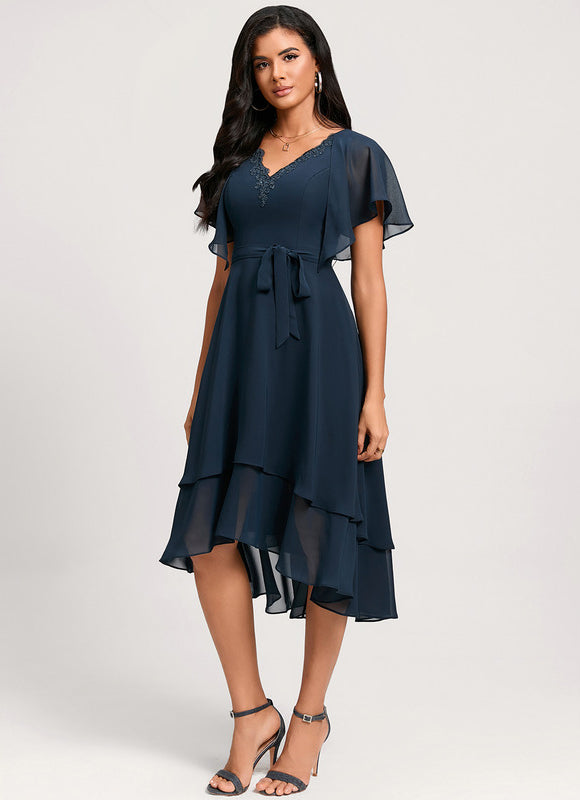 Robe Asymétrique Fluide Dentelle - gallery 2