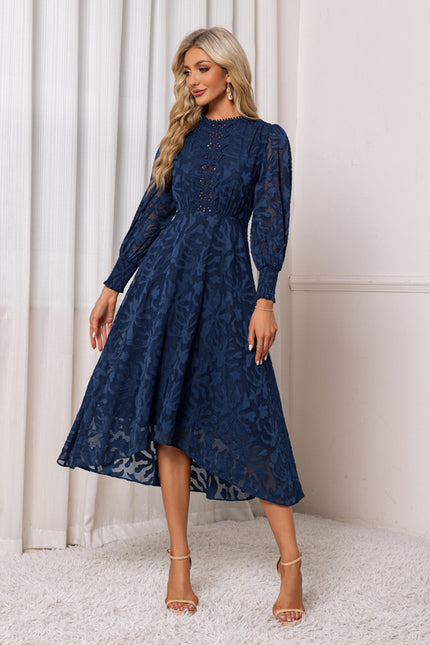 Robe Asymétrique Midi Dentelle Bleu - gallery 5