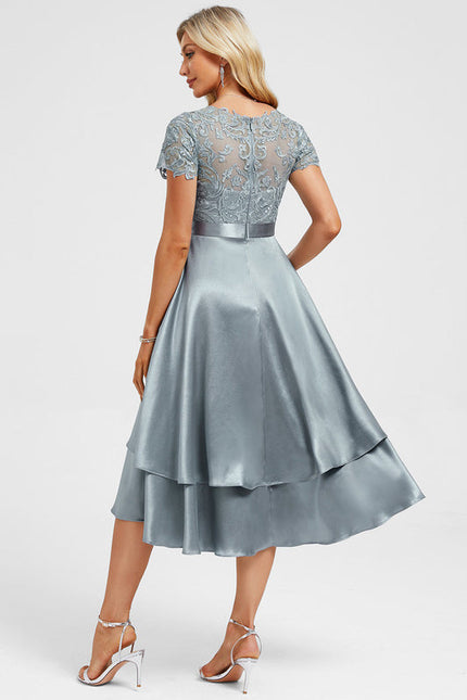 Robe De Cocktail Asymétrique Dentelle - gallery 5