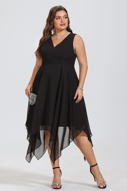 Robe Courte Asymétrique Coupe Trapèze À Volants - gallery 7