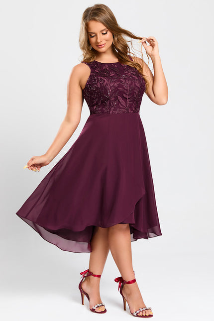 Robe Asymétrique Mousseline Bordeaux - gallery 9