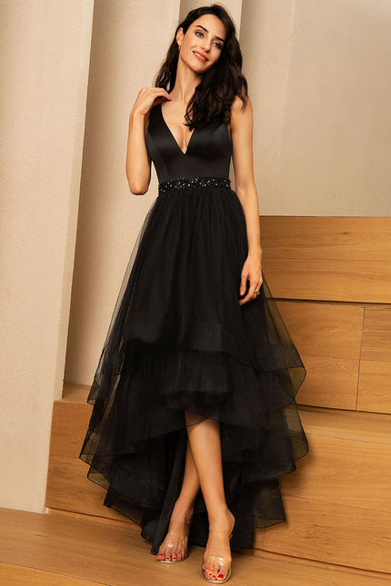 Robe Asymétrique Voile Noir - gallery 1