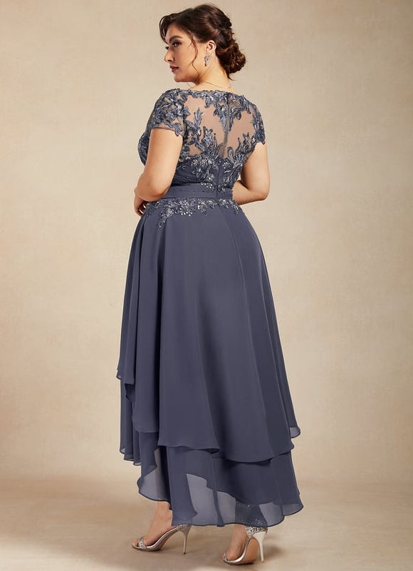 Robe Asymétrique Grise Élégante - gallery 8