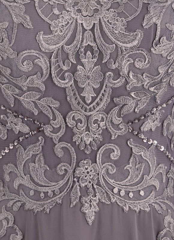 Robe Asymétrique Grise Ornée - gallery 5
