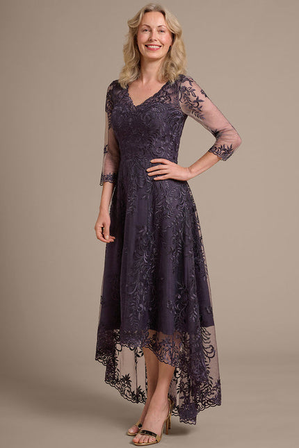 Robe Asymétrique Violette Brodée - gallery 4