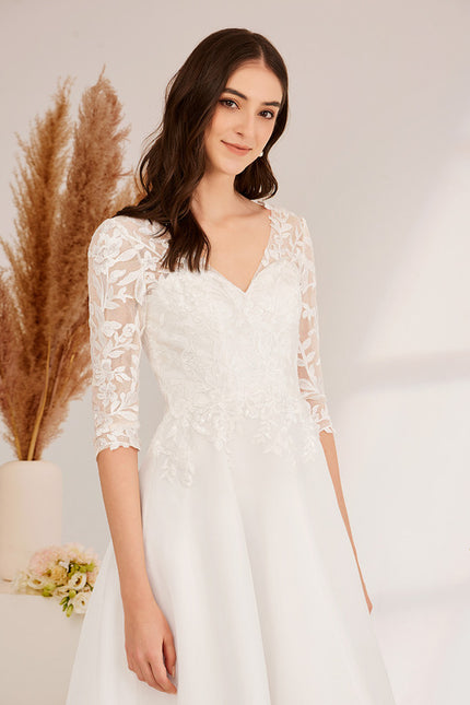 Robe Asymétrique Aérienne Dentelle - gallery 2