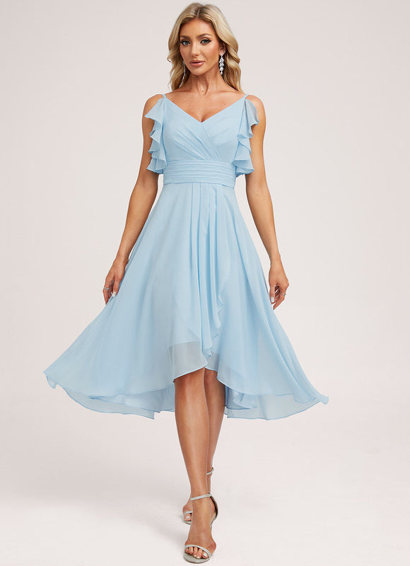 Robe Asymétrique Fluide Vert Pâle