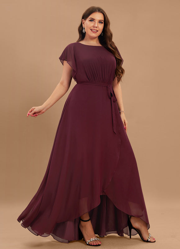 Robe Asymétrique Fluide À Volants - gallery 6