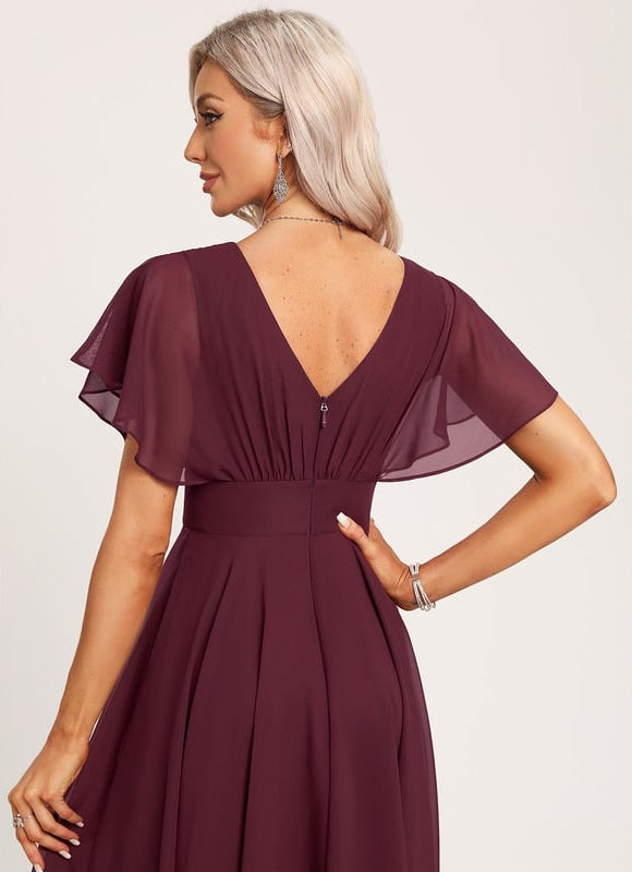 Robe Asymétrique Fluide À Volants - gallery 6
