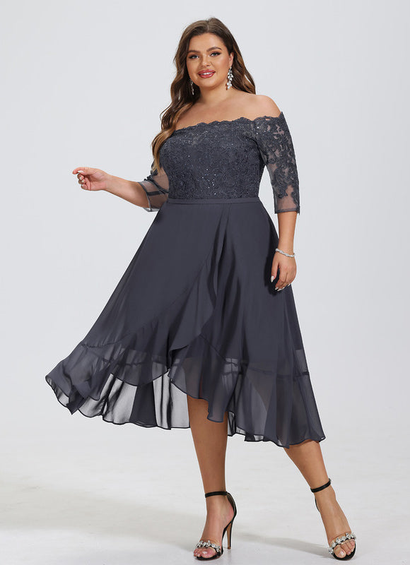 Robe Asymétrique Soirée Brodée - gallery 6