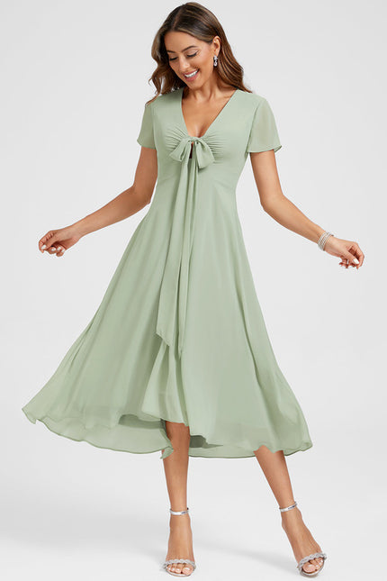 Robe Asymétrique Fluide Vert Pâle - gallery 4