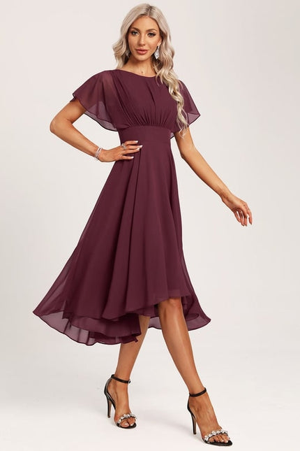 Robe Asymétrique Fluide À Volants - gallery 5