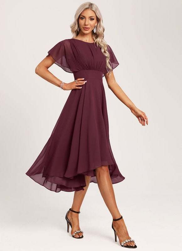 Robe Asymétrique Fluide À Volants - gallery 5
