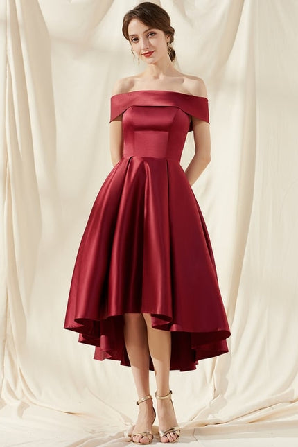 Robe Asymétrique Satinée Évasée - gallery 1