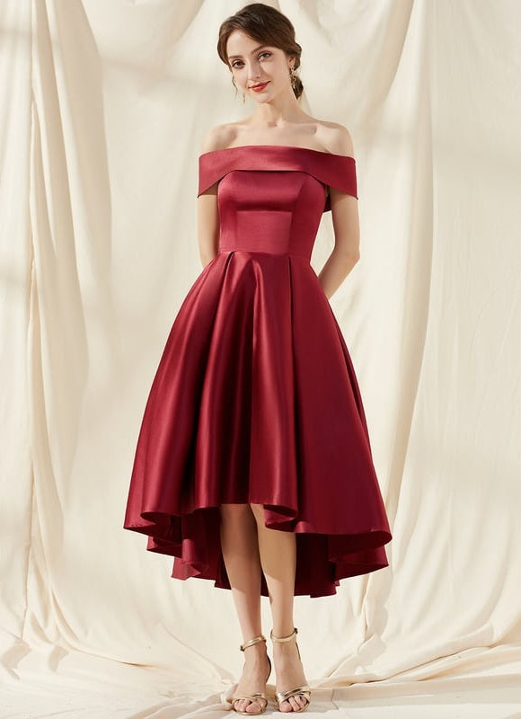 Robe Asymétrique Satinée Évasée - gallery 1