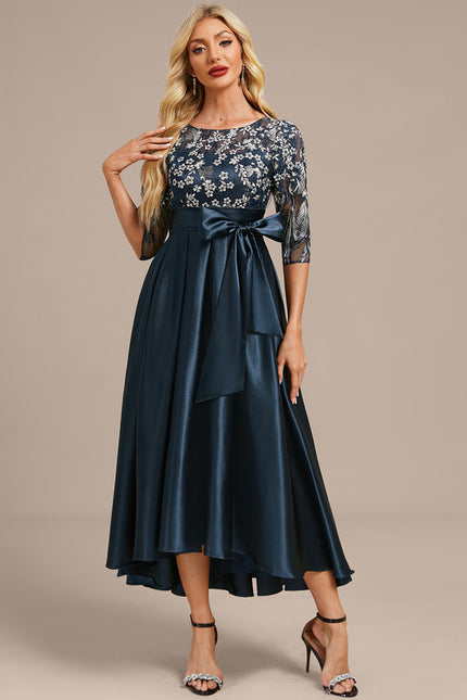 Robe Asymétrique Satin Brodée - gallery 3