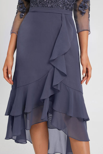 Robe Asymétrique Ondulée Marine - gallery 6