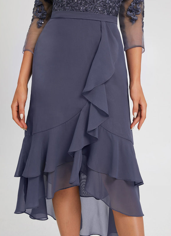 Robe Asymétrique Ondulée Marine - gallery 6