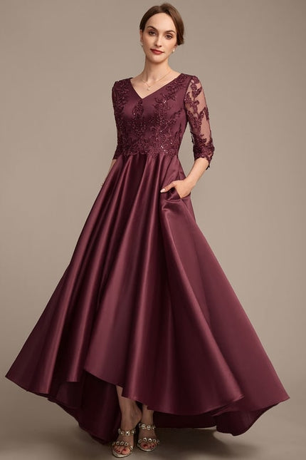Robe Asymétrique Satinée Bordeaux Élégante - gallery 4