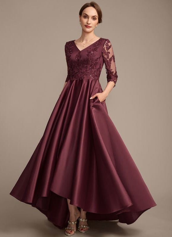 Robe Asymétrique Satinée Bordeaux Élégante - gallery 4