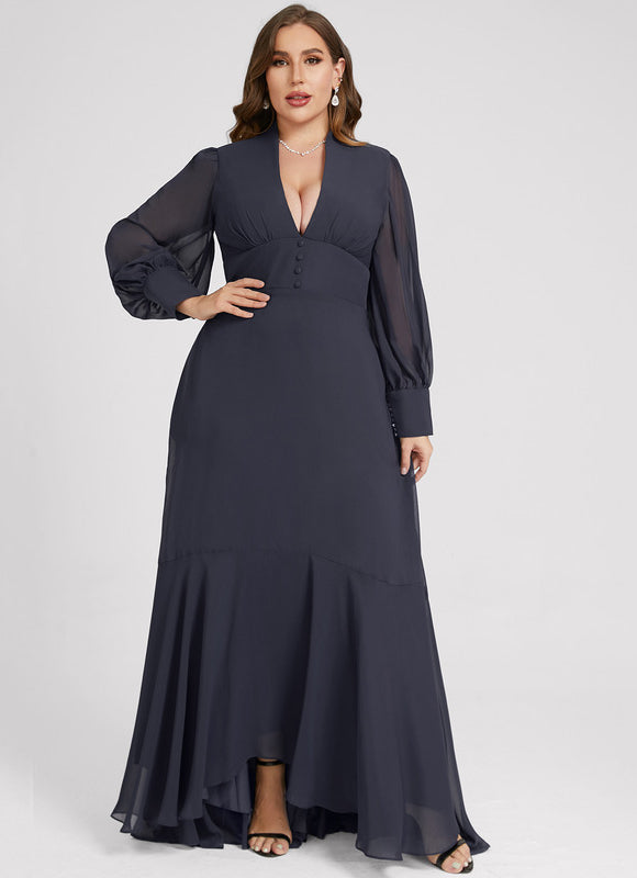 Robe Bleu Marine Asymetrique - gallery 9