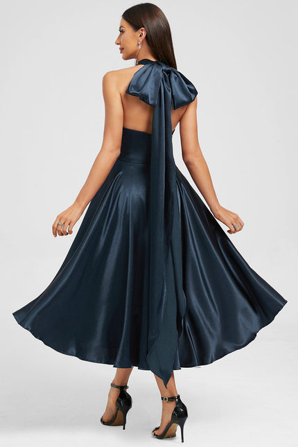 Robe Asymétrique Bleu Marine - gallery 3