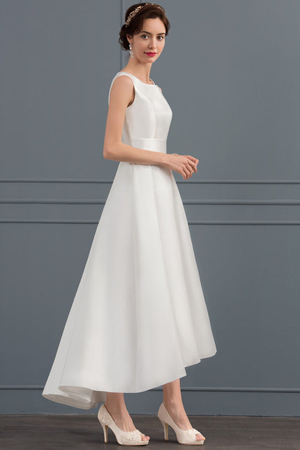 Robe Asymétrique Satinée Blanche Chic - gallery 4