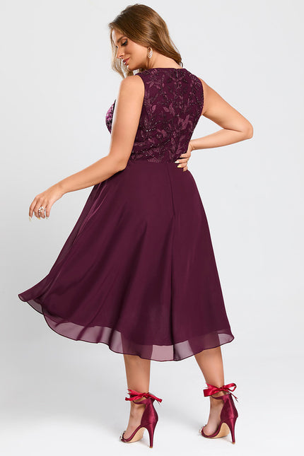 Robe Asymétrique Mousseline Bordeaux - gallery 7