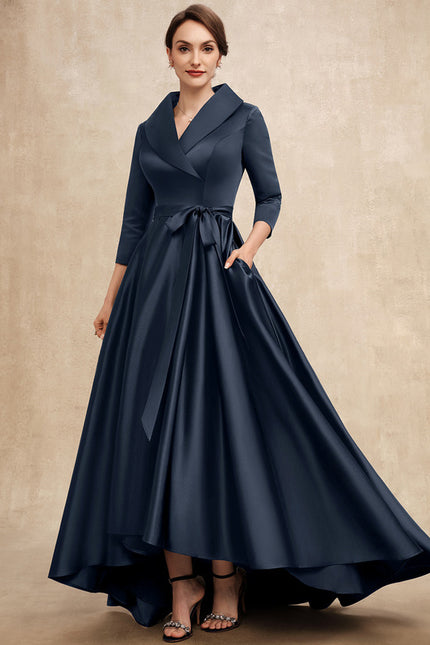 Robe Asymétrique Satin Col Châle