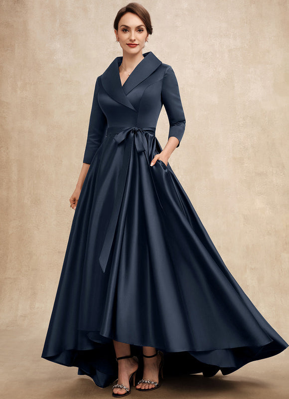 Robe Asymétrique Satin Col Châle