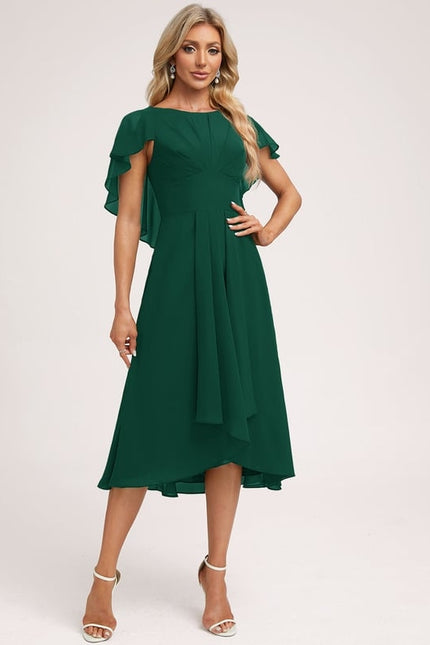 Robe Asymétrique Fluide À Volants - gallery 1