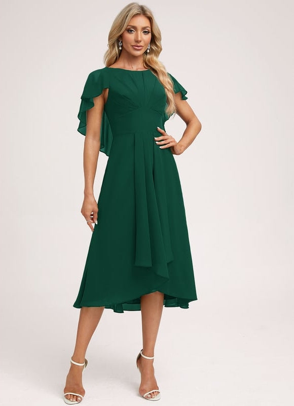 Robe Asymétrique Fluide À Volants - gallery 1