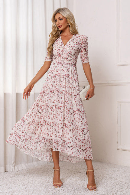 Robe Longue Asymétrique Fleurie - gallery 4