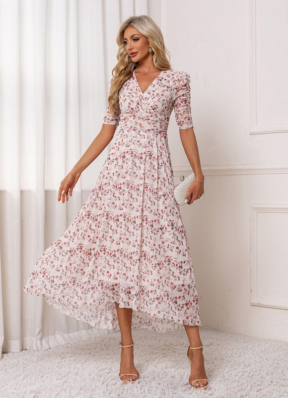 Robe Longue Asymétrique Fleurie - gallery 4