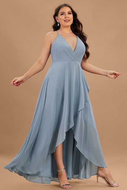 Robe Courte Asymétrique Coupe Trapèze À Volants - gallery 7