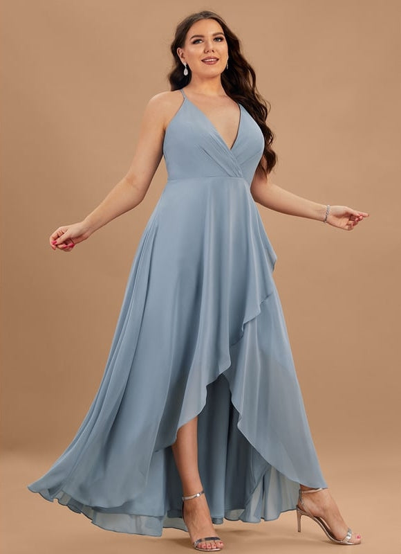 Robe Courte Asymétrique Coupe Trapèze À Volants - gallery 7