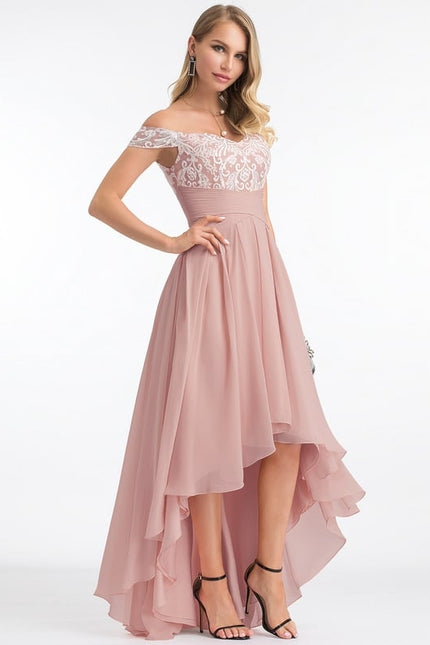Robe Asymétrique Rosée Plissée - gallery 6