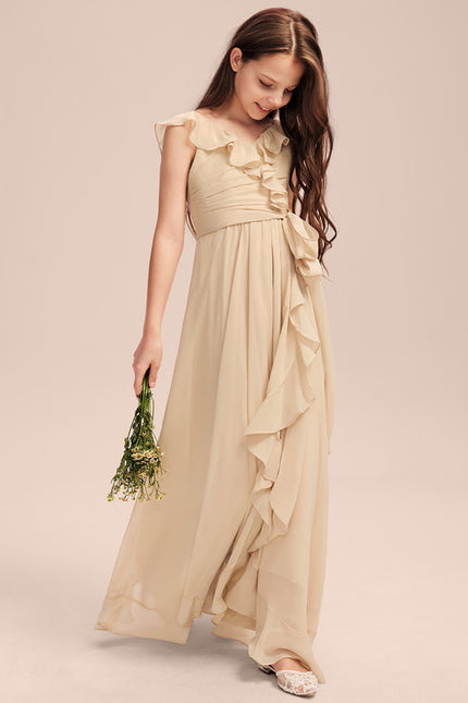 Robe Asymétrique Flottante Beige - gallery 3