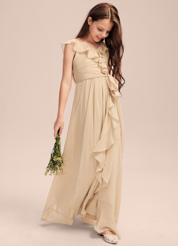 Robe Asymétrique Flottante Beige - gallery 3