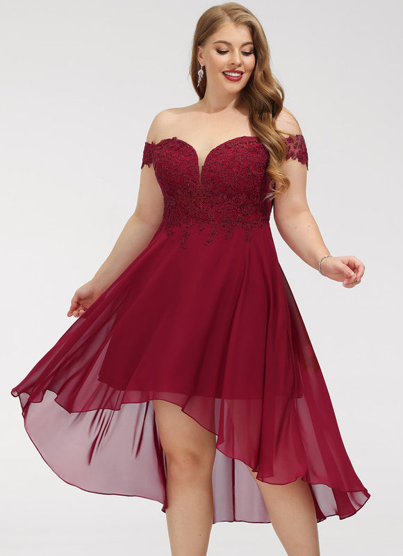 Robe Asymétrique Cocktail Bordeaux - gallery 9